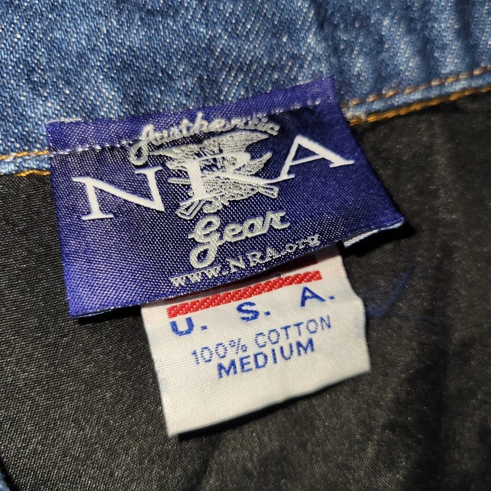 NRA Gear Blue Denim Trucker Jacket Adult‎ Size Medium Concealed Carry USA Made
